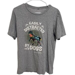 Threadless Easily Distracted By Dogs Graphic Tee Gray Large